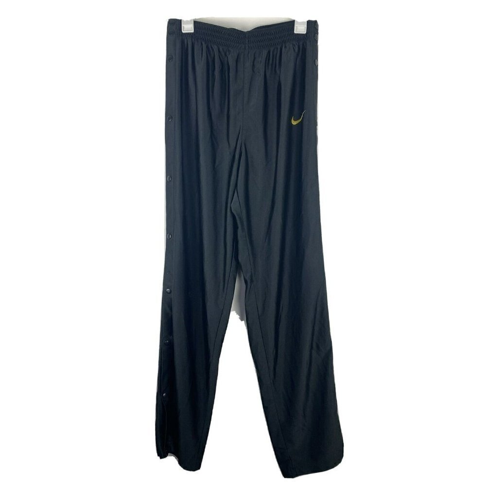 Nike Vintage Snap Off Sweatpants Warm Ups Mens L Black Yellow Check